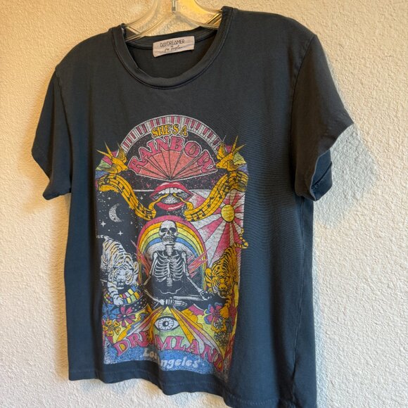 Daydreamer x Free People She’s A Rainbow Dreamland Tee \\ Size XS // Black - Picture 5 of 9